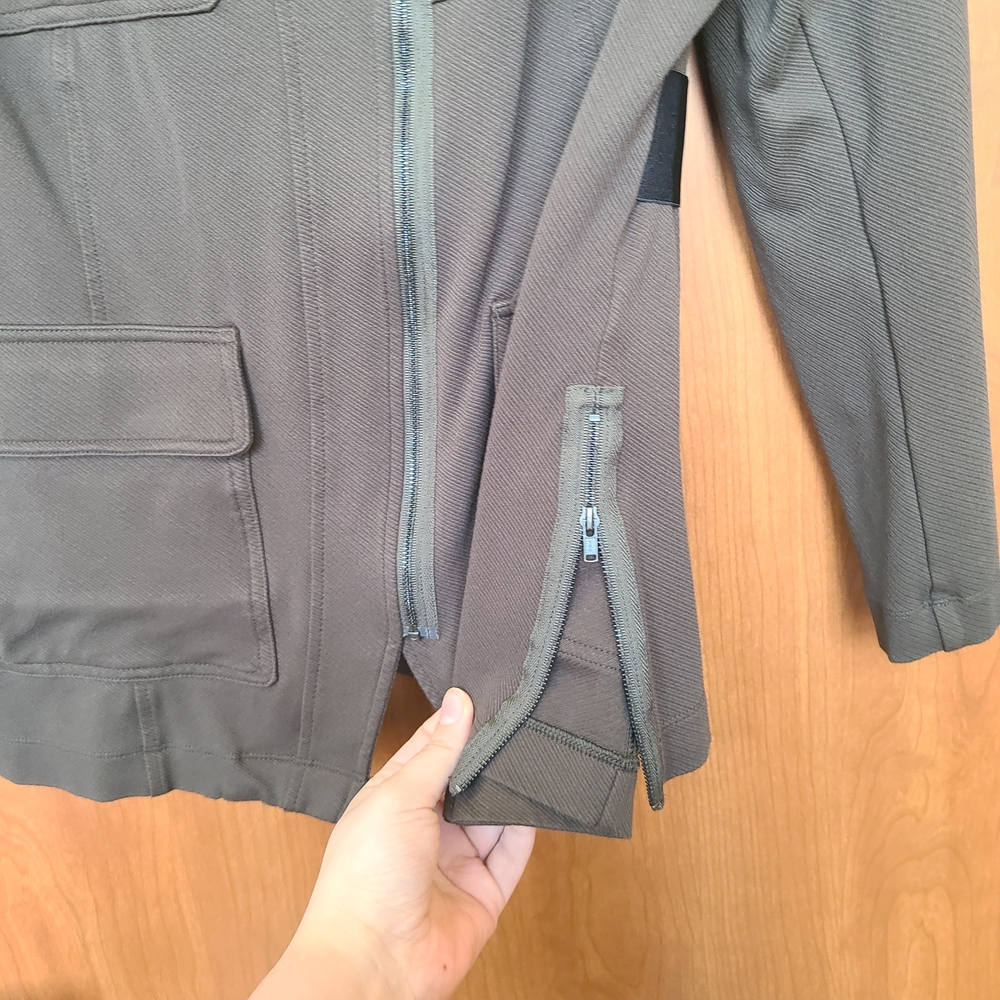 Cabi Large Olive Green Military Academy Utility Blazer Jacket Asymmetrical Zip - Picture 4 of 8